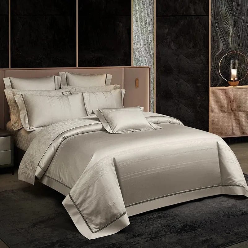 Luxury Egyptian Cotton Bedding Set  Premium Pearl Grey Collection - Detailed view