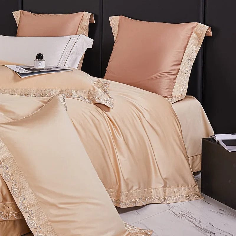 Egyptian Cotton Duvet Set  Peach Lace Trim Design - Product detail 7