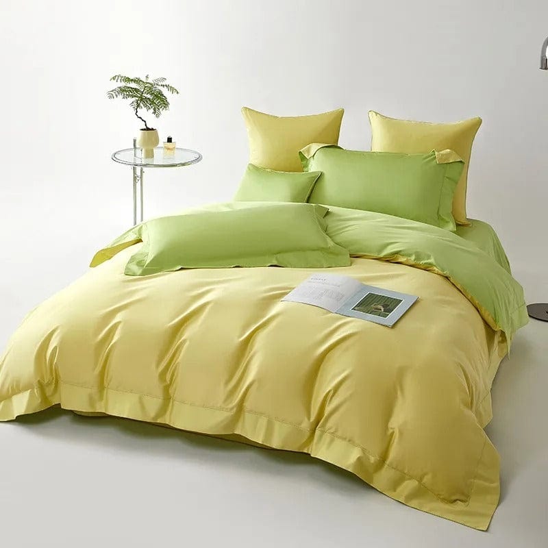 Egyptian Cotton Duvet Set  Dual-Tone Yellow Green Design - Detailed view
