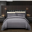 Egyptian Cotton Bedding Set  Striped Gray Luxury Duvet Cover - Product showcase