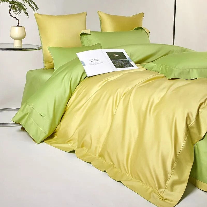 Egyptian Cotton Duvet Set  Dual-Tone Yellow Green Design - Product detail 5