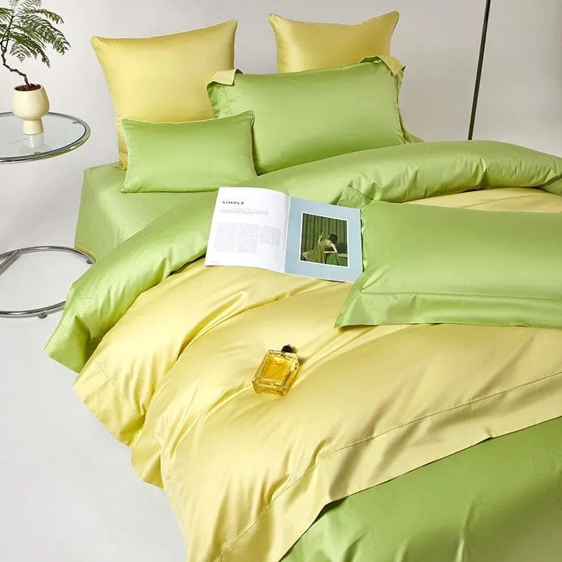 Egyptian Cotton Duvet Set  Dual-Tone Yellow Green Design - Product detail 7