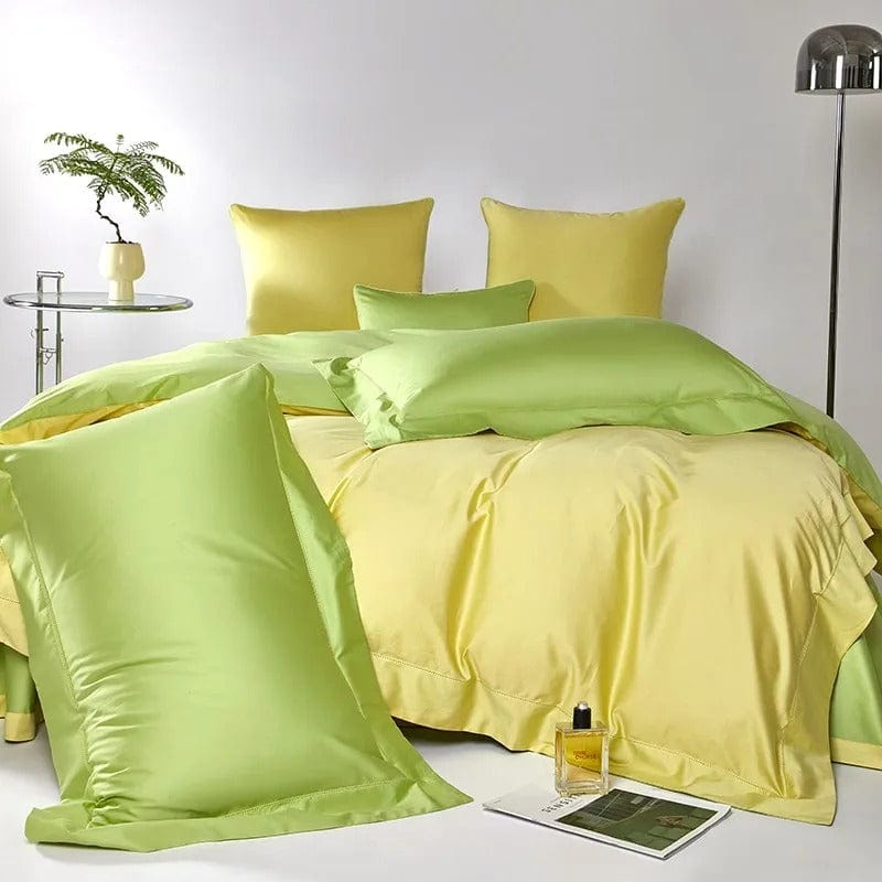 Egyptian Cotton Duvet Set  Dual-Tone Yellow Green Design - Product detail 4