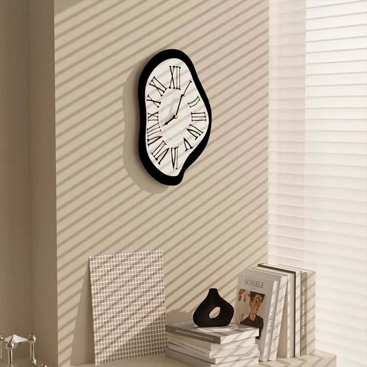 Modern Wall Clock  Melting Roman Numerals Design - Detailed view