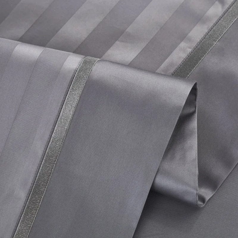 Egyptian Cotton Bedding Set  Striped Gray Luxury Duvet Cover - Product detail 6