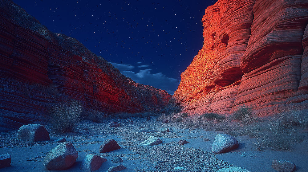 Desert Canyon wallpaper design file showing detailed red rock formations and night sky pattern