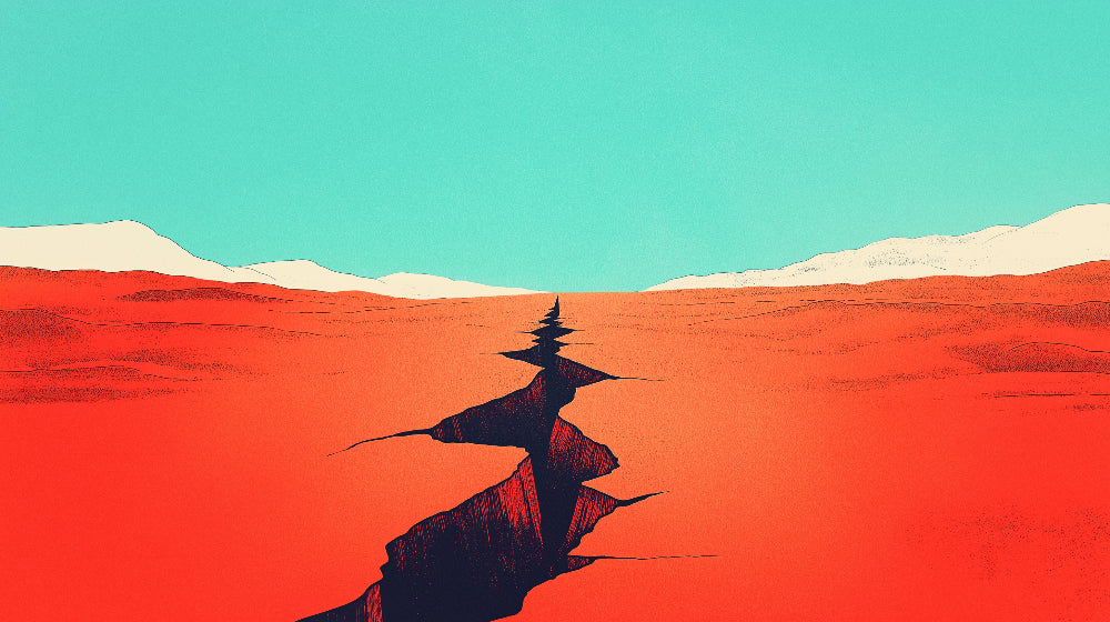 Abstract Desert Wallpaper design file showing terracotta landscape against turquoise sky