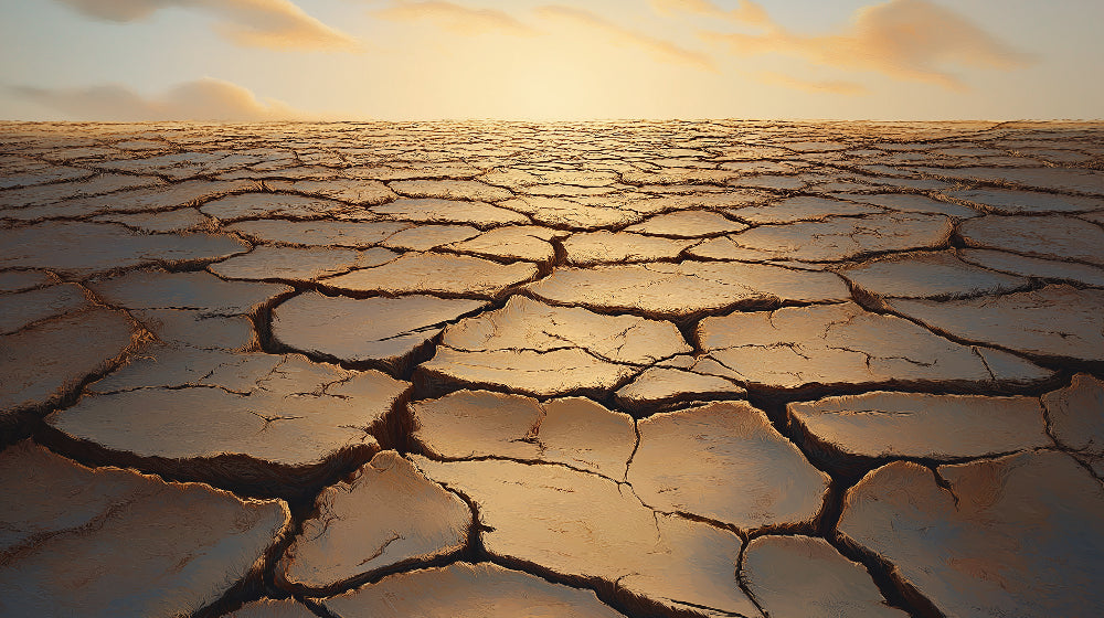 Desert wallpaper design file showing detailed cracked earth pattern with golden sunset colors