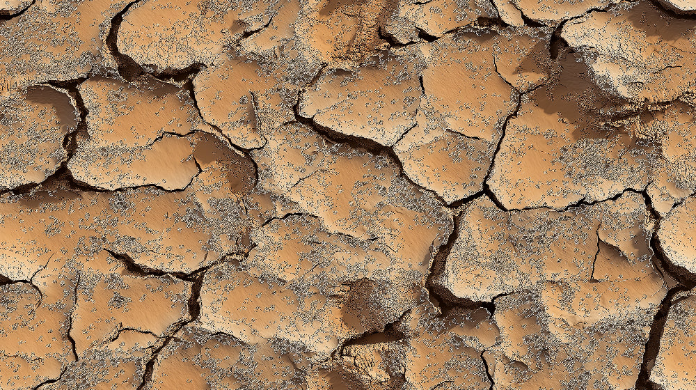 Desert wallpaper design file showing detailed terracotta cracked earth pattern