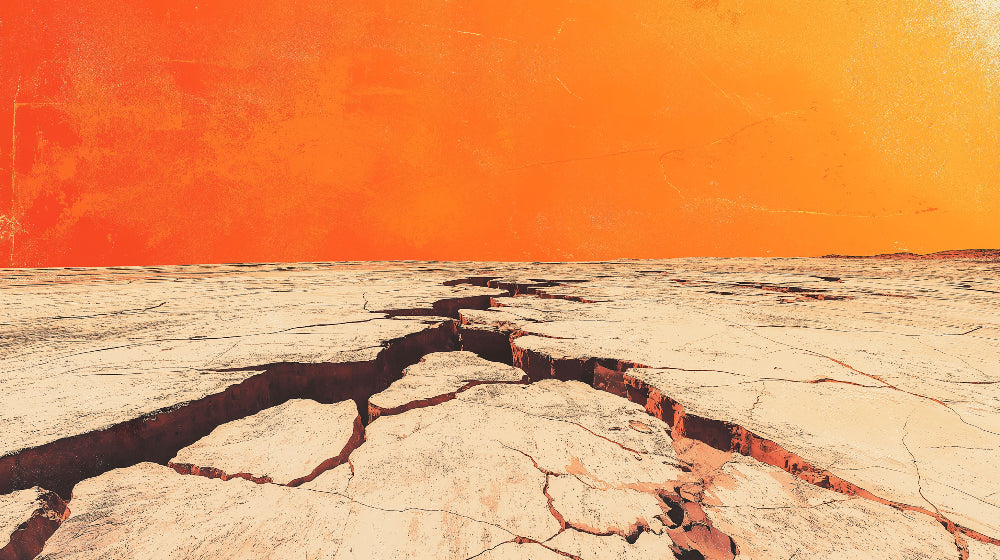 Desert wallpaper design file showing detailed cracked earth pattern and orange sunset sky