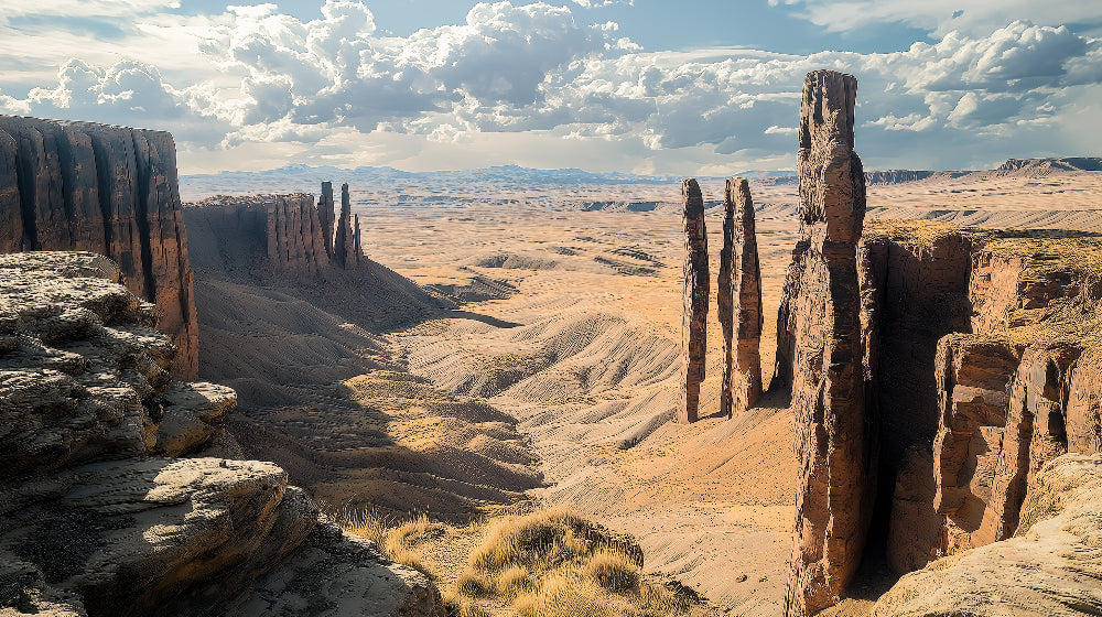 Desert landscape wallpaper design file showing detailed rock formations and natural textures