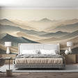 Desert Sand Dunes Mural Wallpaper creating a calming atmosphere in a modern minimalist living room with natural light