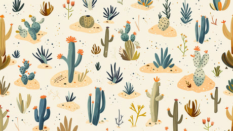 Desert Mural design file showing detailed cactus and succulent pattern in soothing teal and coral tones