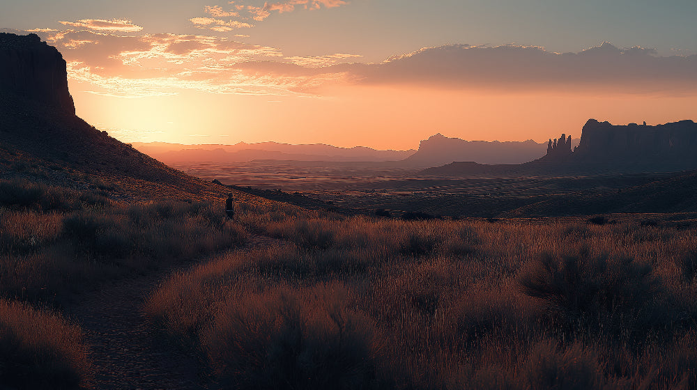 Desert sunset mountain landscape wallpaper design file showing rich colors and detailed pattern