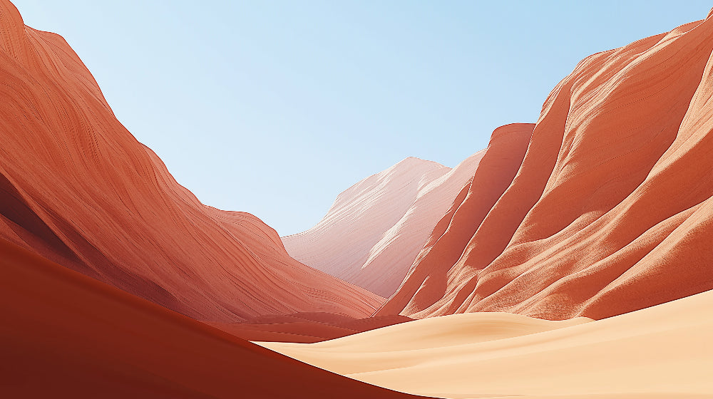 Desert mural wallpaper design file showing terracotta mountains and sand dunes pattern