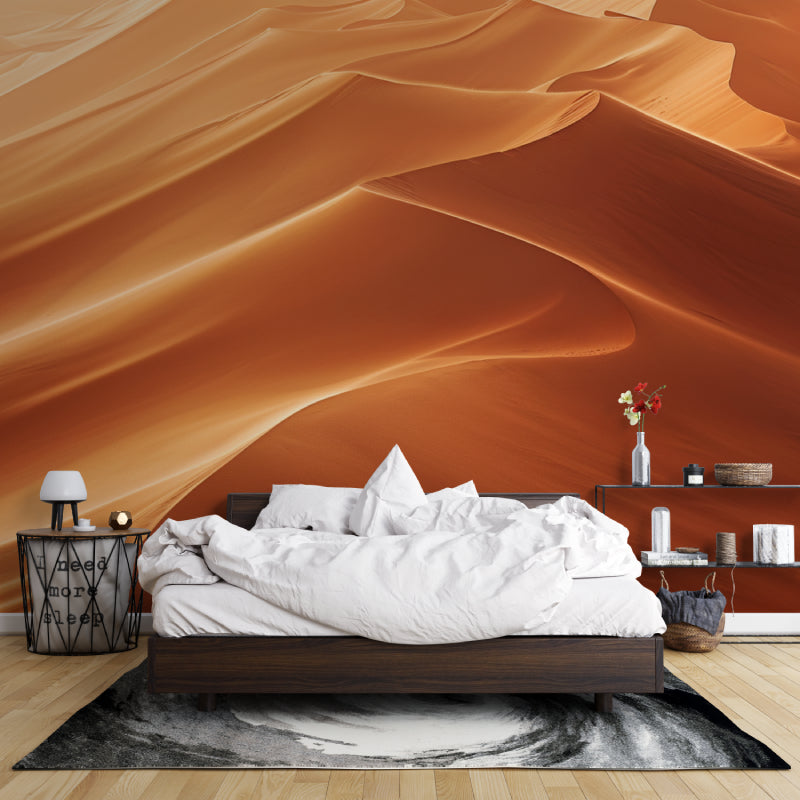Sand dune wallpaper transforming a home office with its calming desert vibes