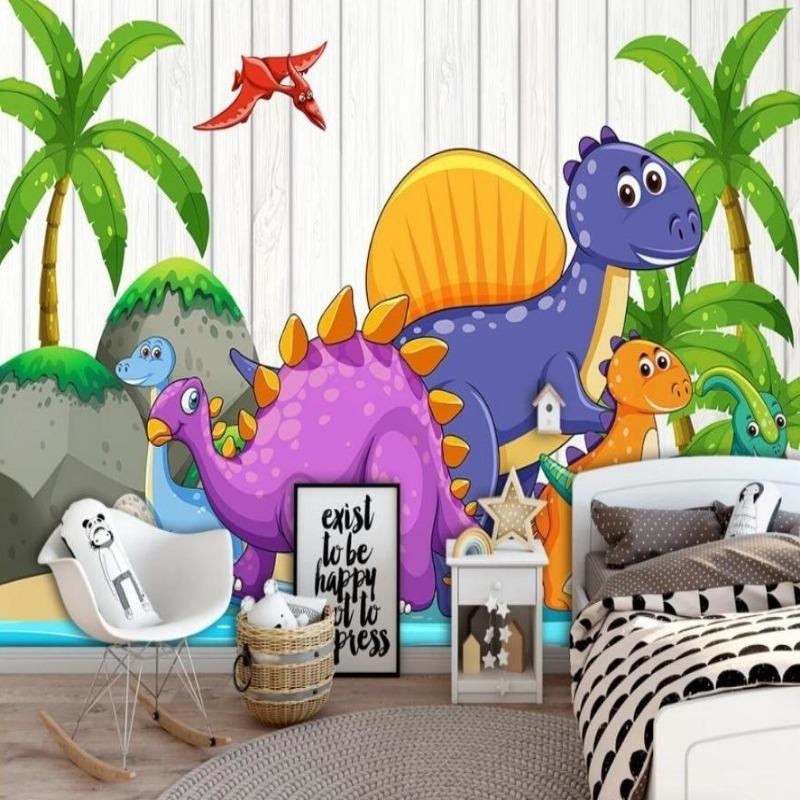 Playful Dinosaur Wall Mural creating a fun atmosphere in a modern playroom space