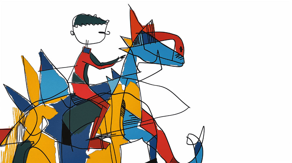 Geometric T-Rex design file showing vibrant colors and clean lines in abstract style