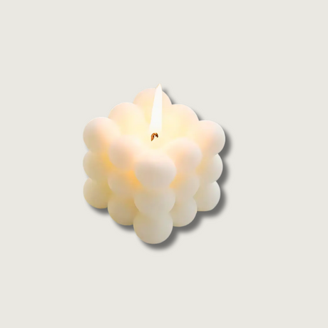 Bubble Cube Candle  Modern Beeswax Design - Product showcase