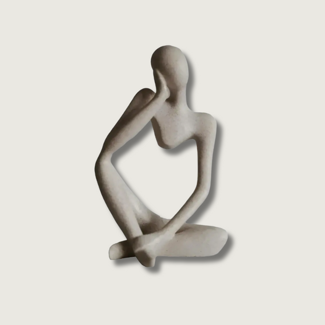 Modern Abstract Sculpture  Minimalist Resin Thinker Figure - Product showcase