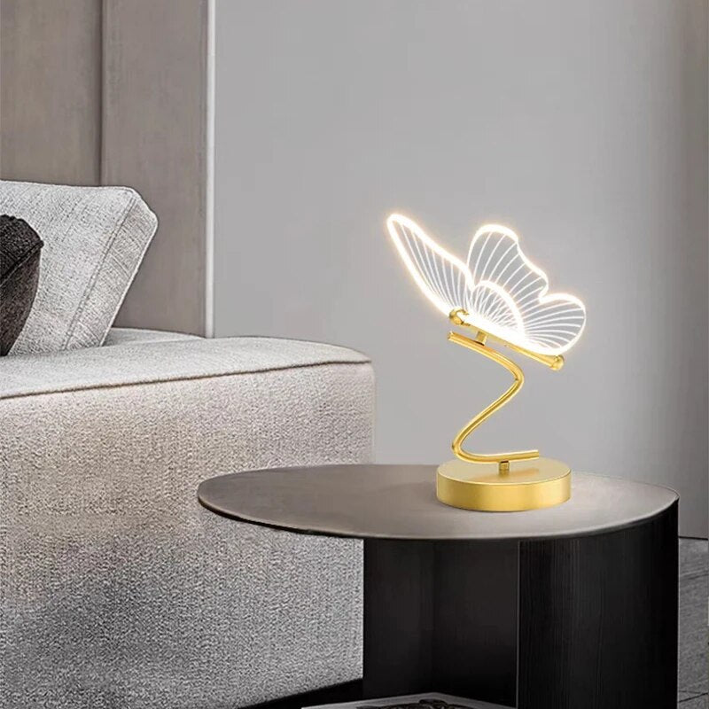 Butterfly Table Lamp Gold Metal Base With LED Wings - Product example