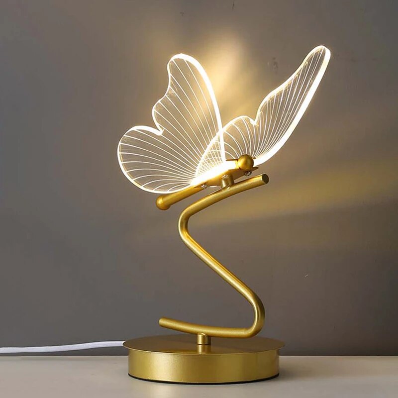 Butterfly Table Lamp Gold Metal Base With LED Wings - Product detail 4