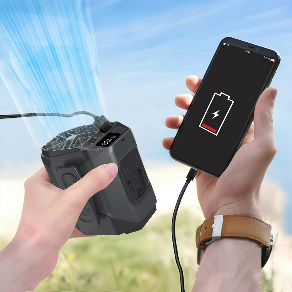 Portable Cooling Fan  20000mAh Power Bank With LED Light - Product showcase