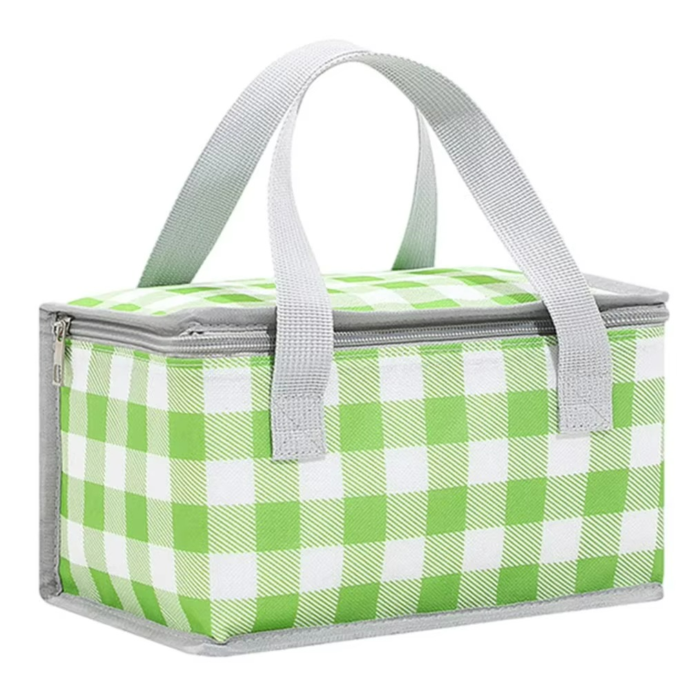 Insulated Picnic Cooler Bag  Gingham Pattern Thermal Storage - Product showcase