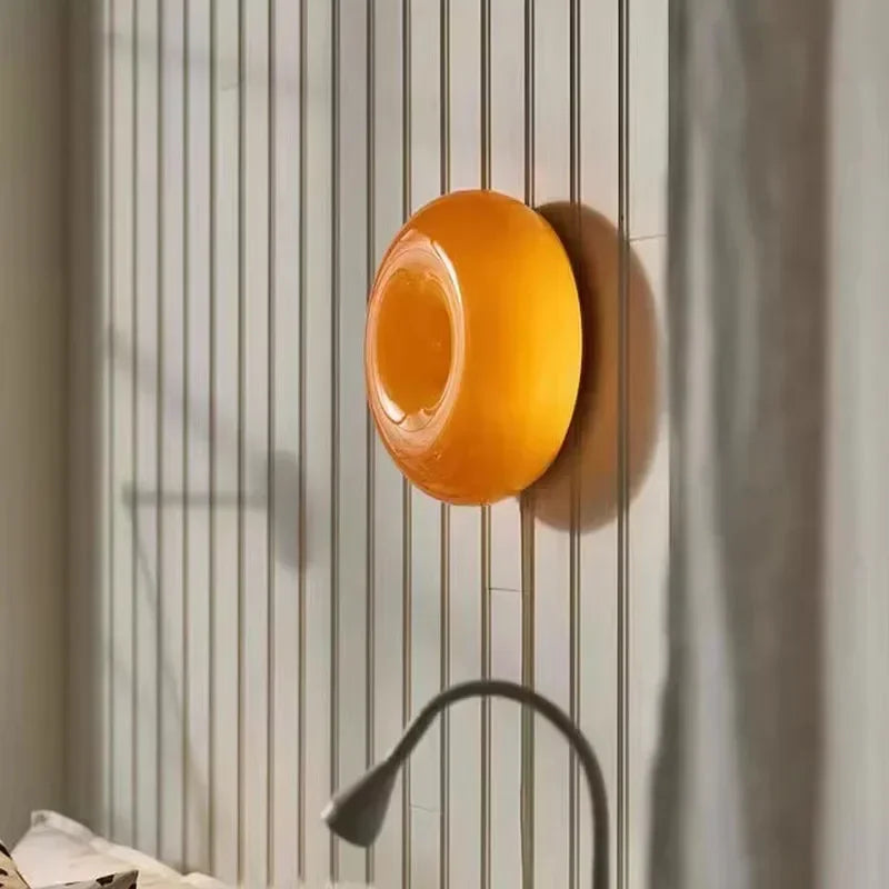 Modern Glass Wall Light Orange Circular Shade Design - Product example