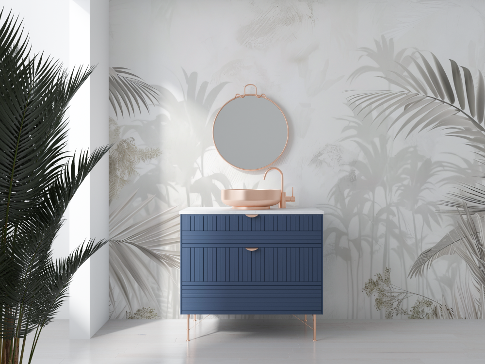 Tropical Mural Wallpaper | White Palm Leaves Design