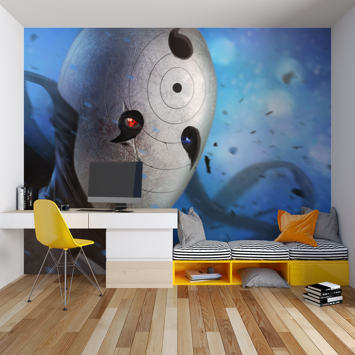 Anime Mural Wallpaper | Mysterious Masked Character Design
