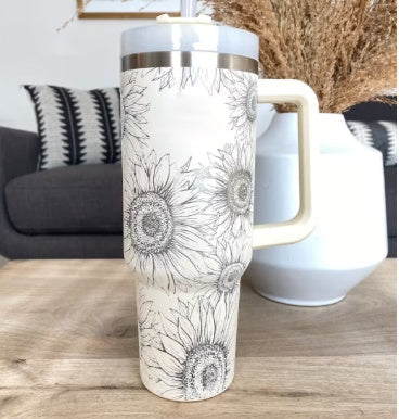 Insulated Travel Mug Leopard Print Design with Handle Straw - Product detail 39