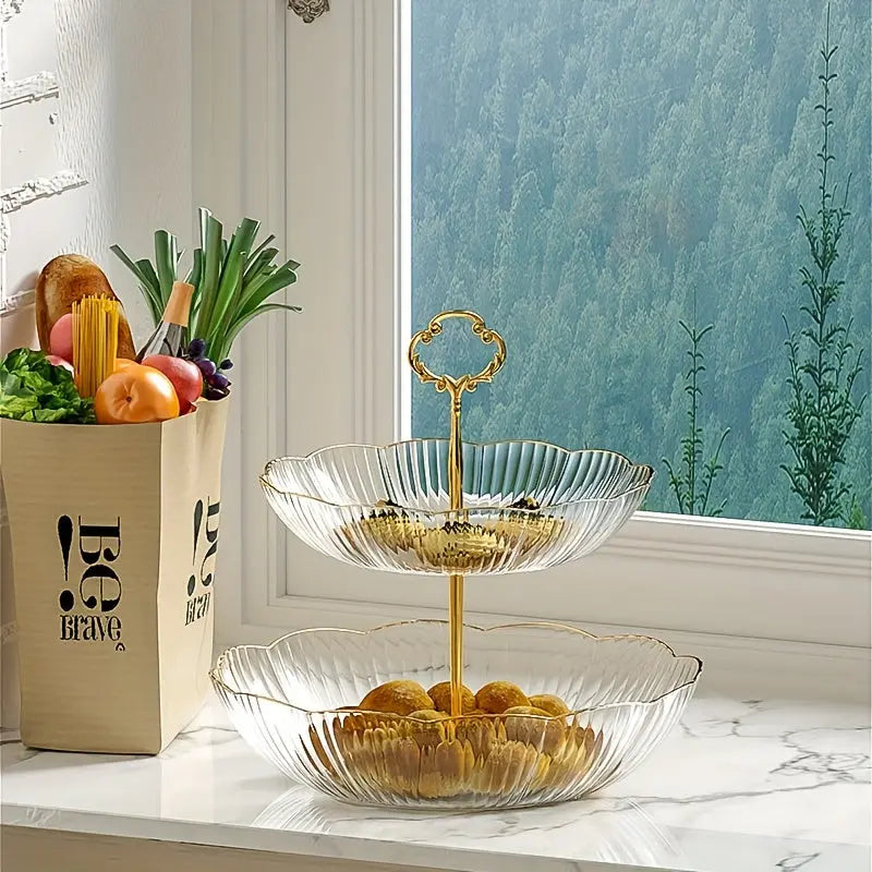 Three Tier Serving Stand Sage Green Fluted Design - Product detail 5
