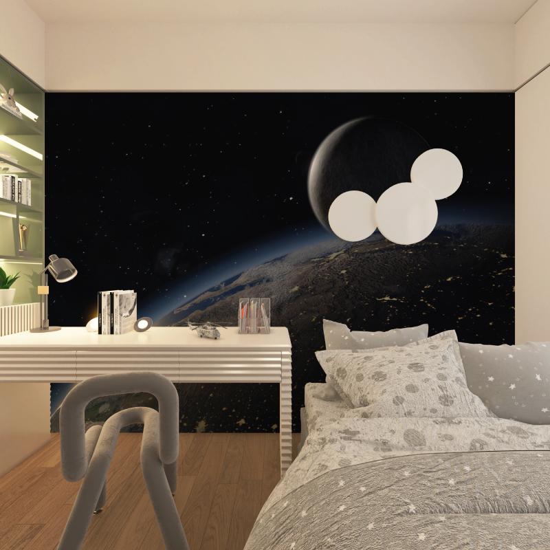 Space Mural Wallpaper | Earth and Moon Cosmic View