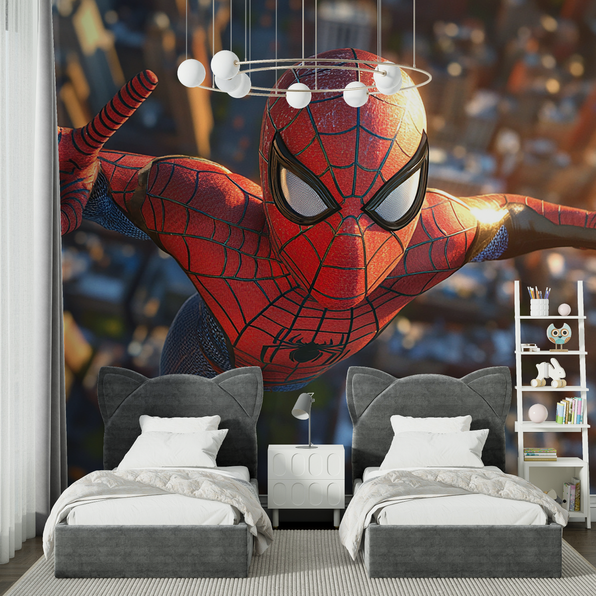 Superhero Mural Wallpaper | Spider-Man Action Scene in 3D