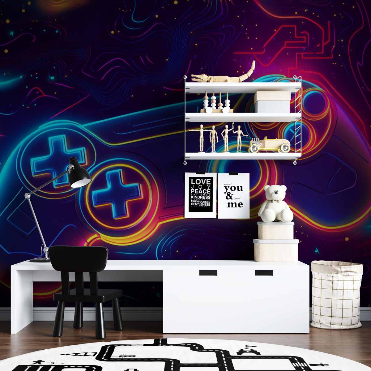 Gaming Mural Wallpaper | Neon Cyber Controller Design