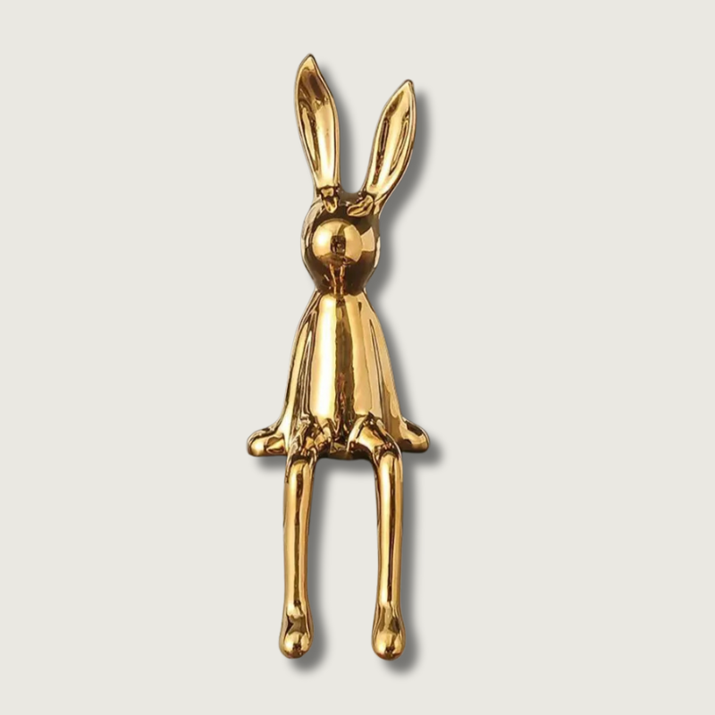 Modern Rabbit Figurine Gold Metallic Shelf Decor - Product showcase