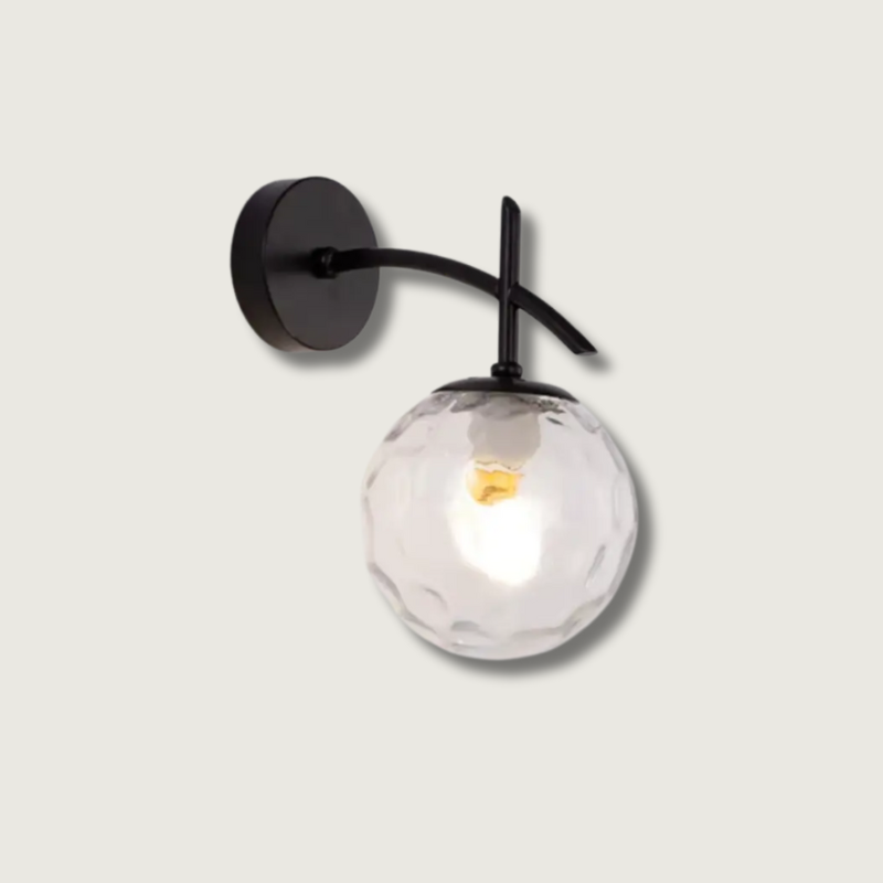 Modern Wall Sconce Hammered Glass Globe Design - Product showcase