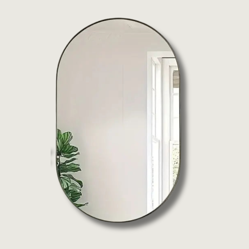 Modern Oval Wall Mirror Black Frame Design - Product showcase