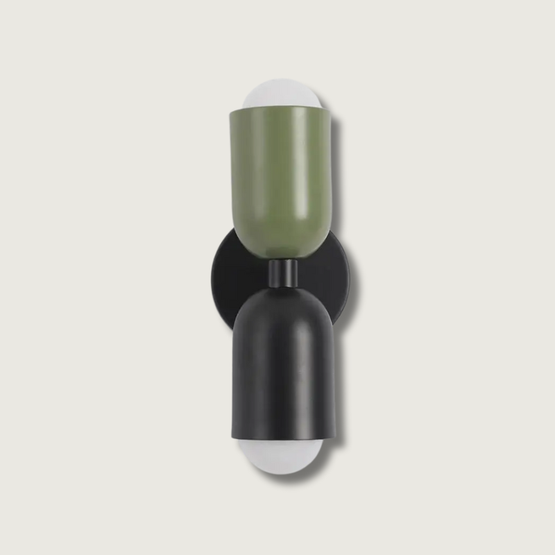 Modern Wall Sconce Dual-Head Green Black Design - Product showcase
