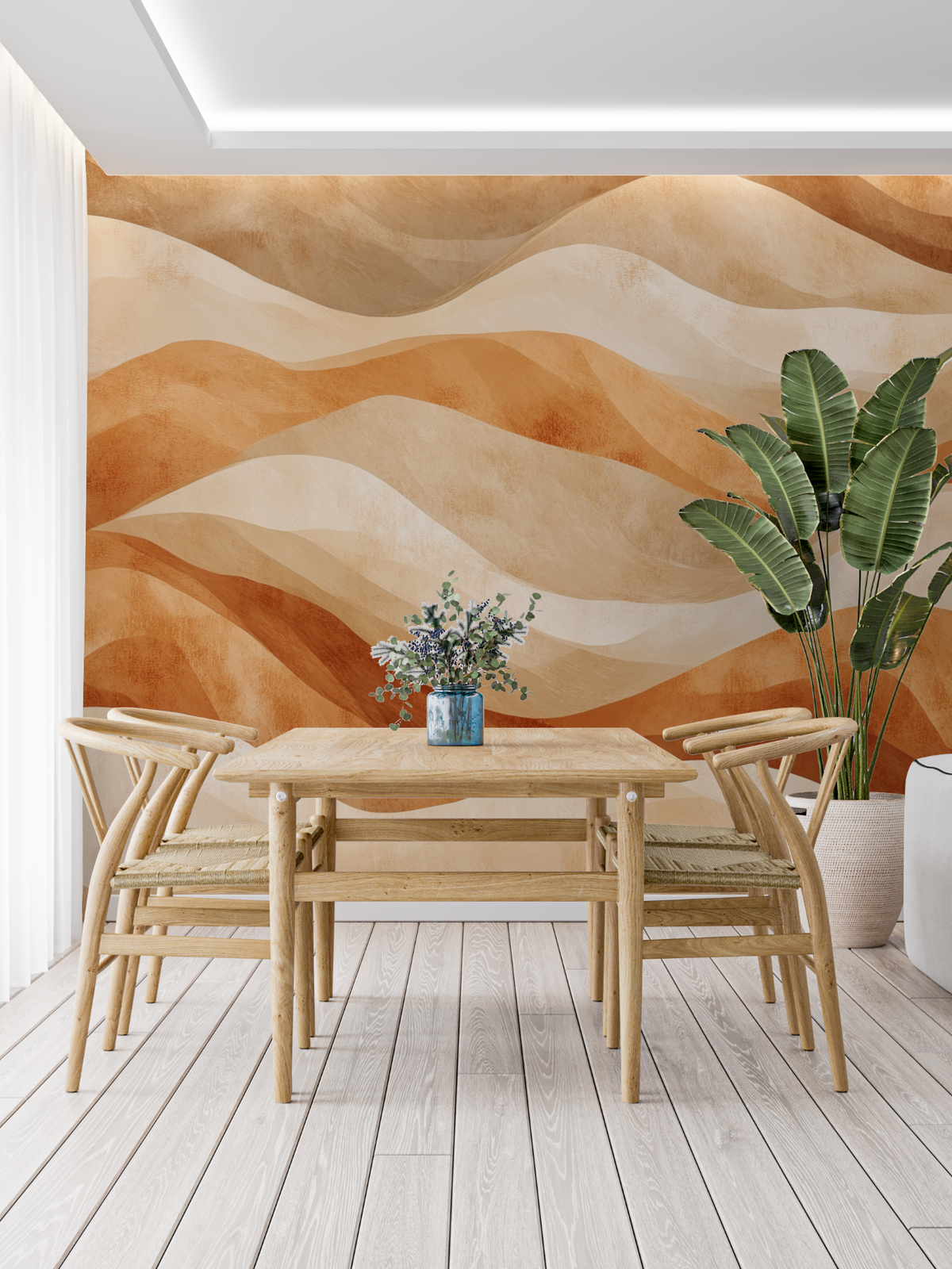 Desert Mural Wallpaper | Abstract Terracotta Waves Design