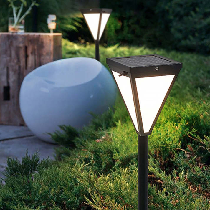 Solar LED Path Light Modern Black Triangle Design - Product showcase