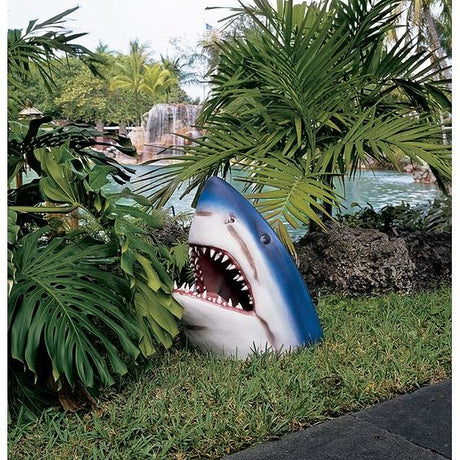 Garden Shark Sculpture  Realistic Maritime Outdoor Art - Product showcase