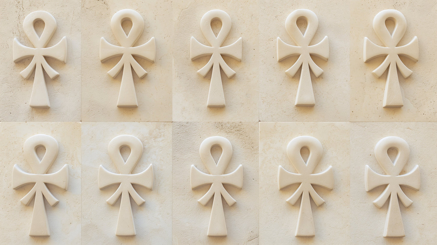Egyptian wall mural design file showing detailed 3D Ankh pattern with stone texture effect
