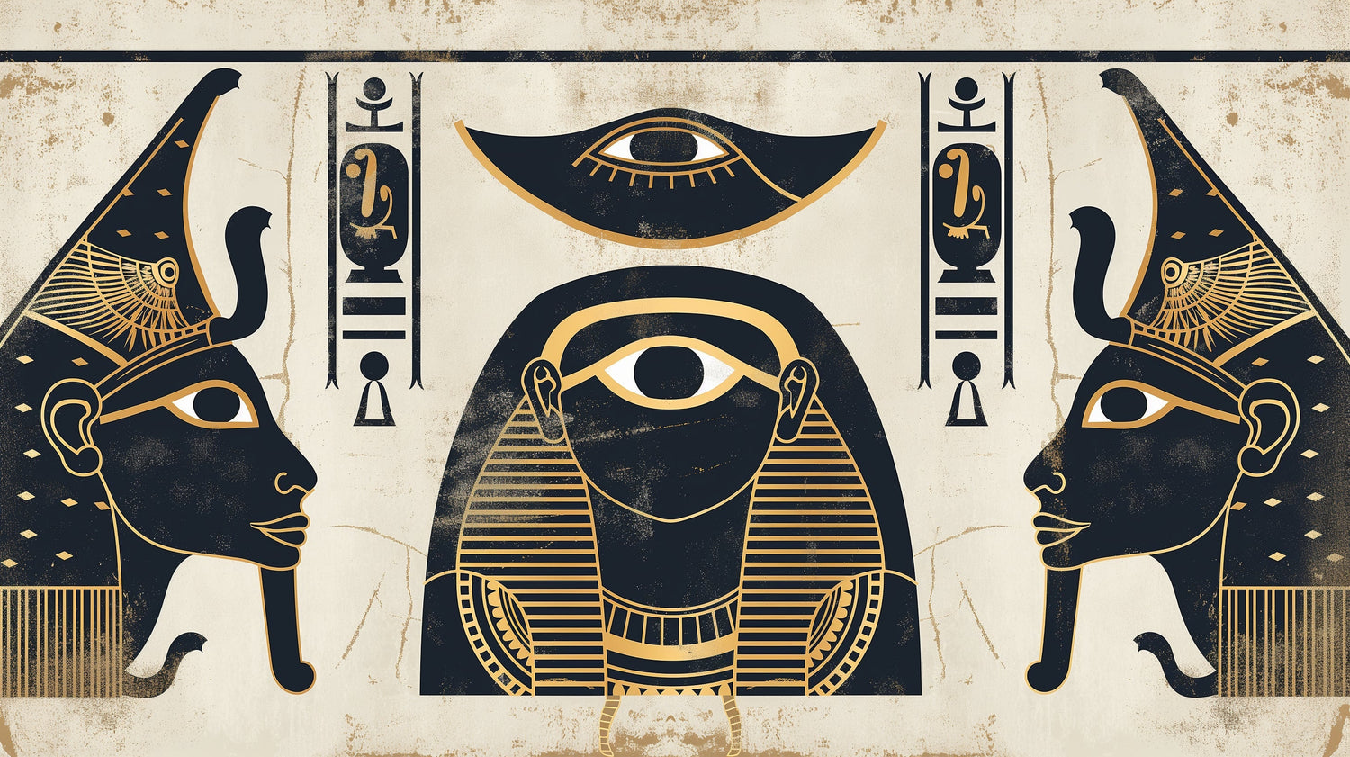 Egyptian hieroglyphs wallpaper design file showing detailed black and gold pattern