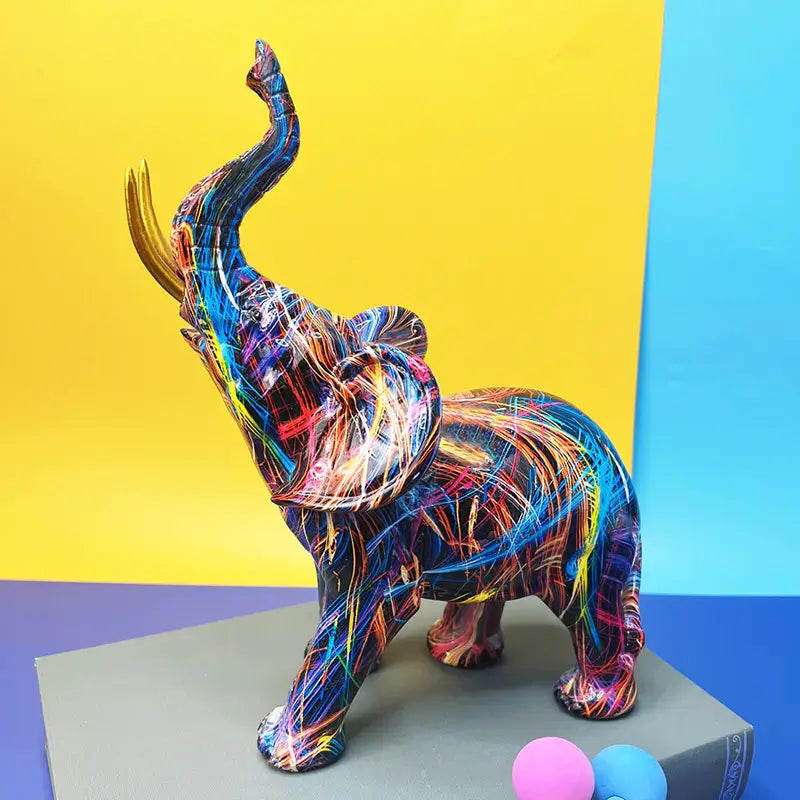 Modern Elephant Sculpture  Abstract Multicolor Design - Product detail 5