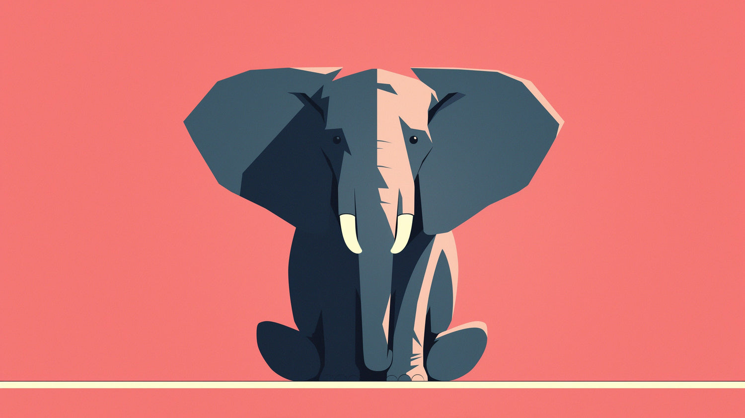 Geometric elephant wallpaper design file showing modern art pattern with pink and blue color scheme