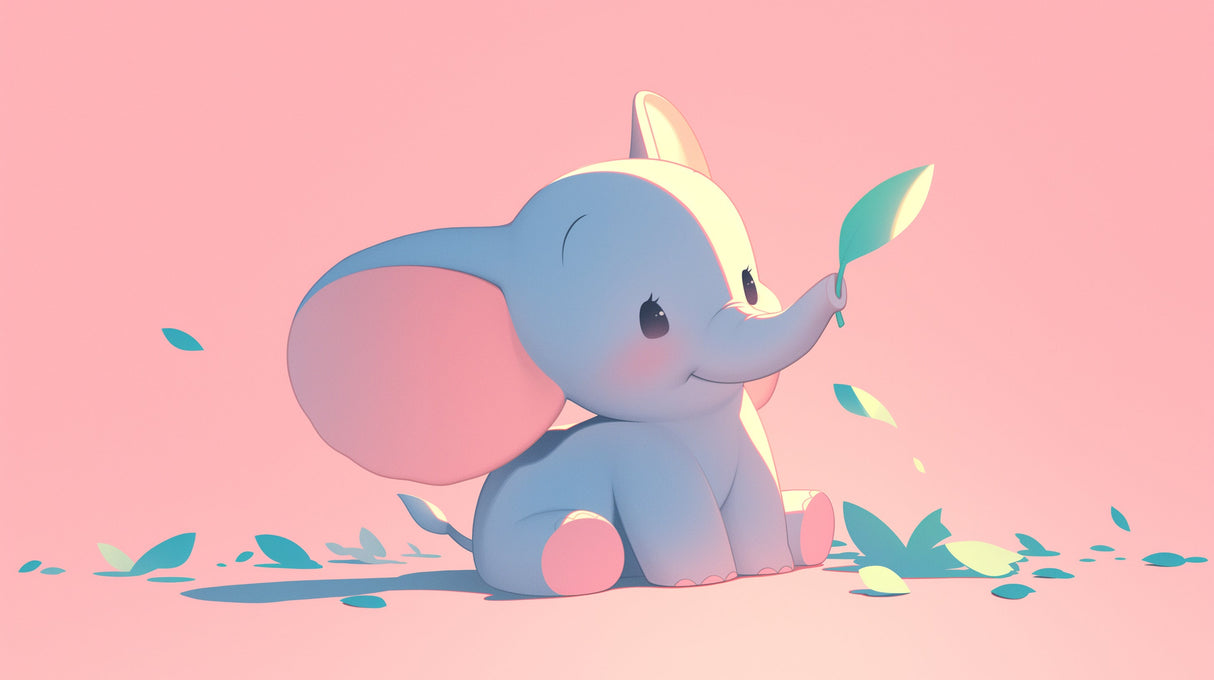Sweet pastel elephant wallpaper design file showing detailed pattern and soft color palette