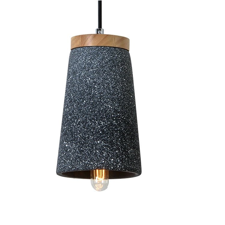 Modern Cement Pendant Light Wood Accent Conical Design - Product detail 8
