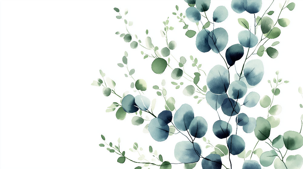 Watercolor eucalyptus pattern design file showing detailed blue and green botanical artwork
